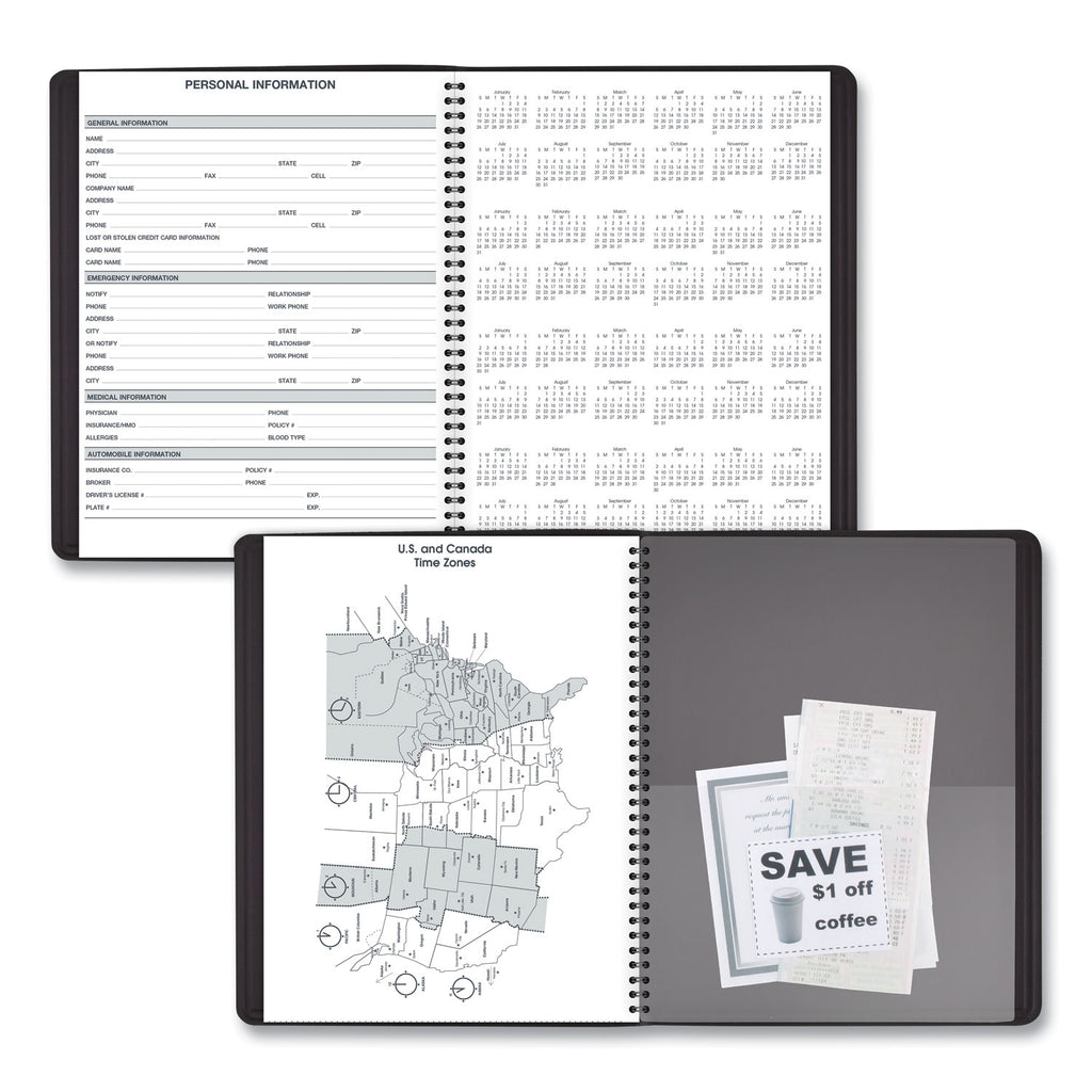 At-A-Glance 24-HourAppointment Book Planner - Daily - January 2024 - December 2024 - 12:00 AM to 11:00 PM - Hourly - 1 Day Single Page Layout - 8 1/2" x 11" Sheet Size - Wire Bound - Simulated Leather - Black CoverNotepad - 1 Each - 4