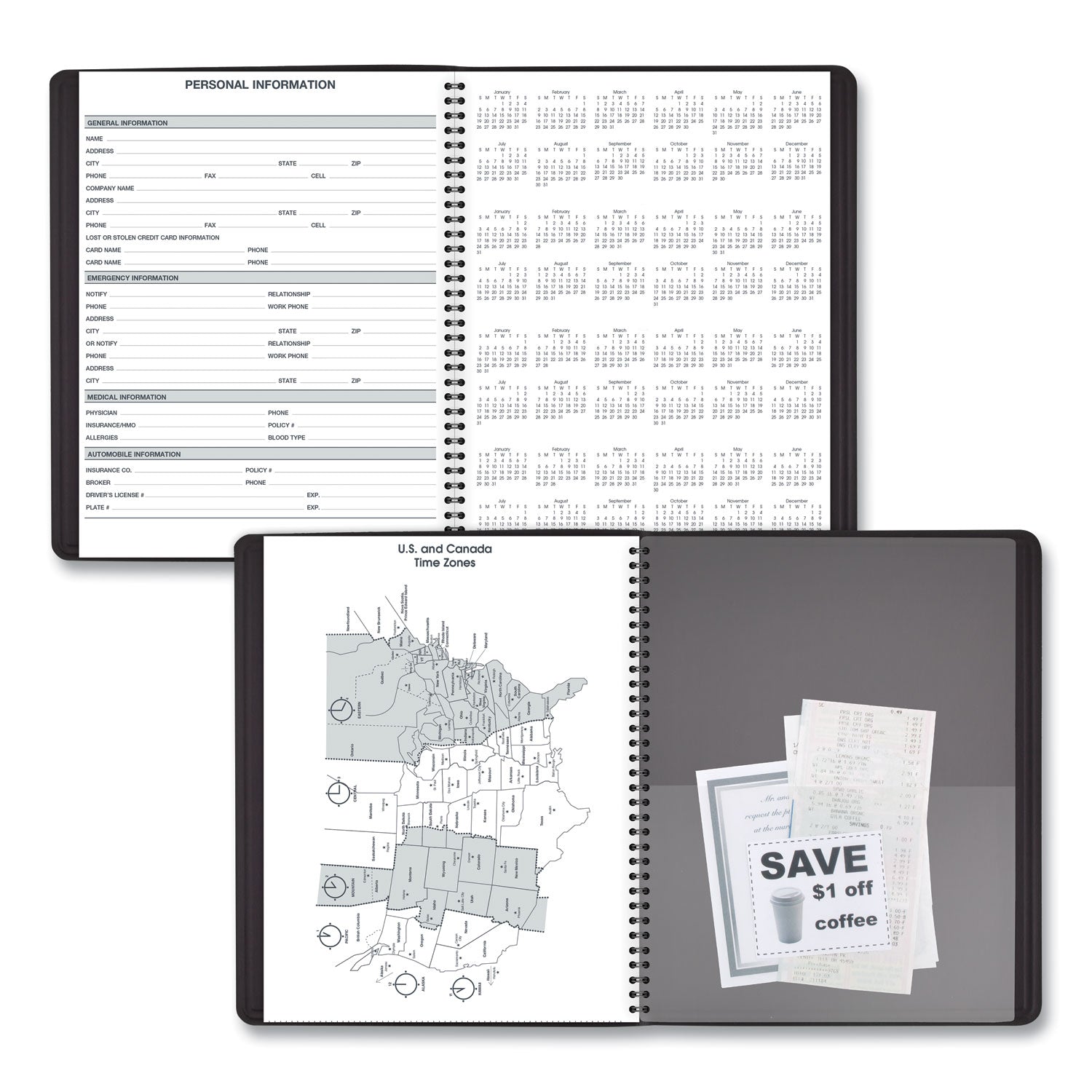 At-A-Glance 24-HourAppointment Book Planner - Daily - January 2024 - December 2024 - 12:00 AM to 11:00 PM - Hourly - 1 Day Single Page Layout - 8 1/2" x 11" Sheet Size - Wire Bound - Simulated Leather - Black CoverNotepad - 1 Each - 4