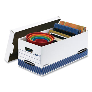 STOR/FILE Medium-Duty Storage Boxes, Letter Files, 12.88" x 25.38" x 10.25", White/Blue, 12/Carton - 