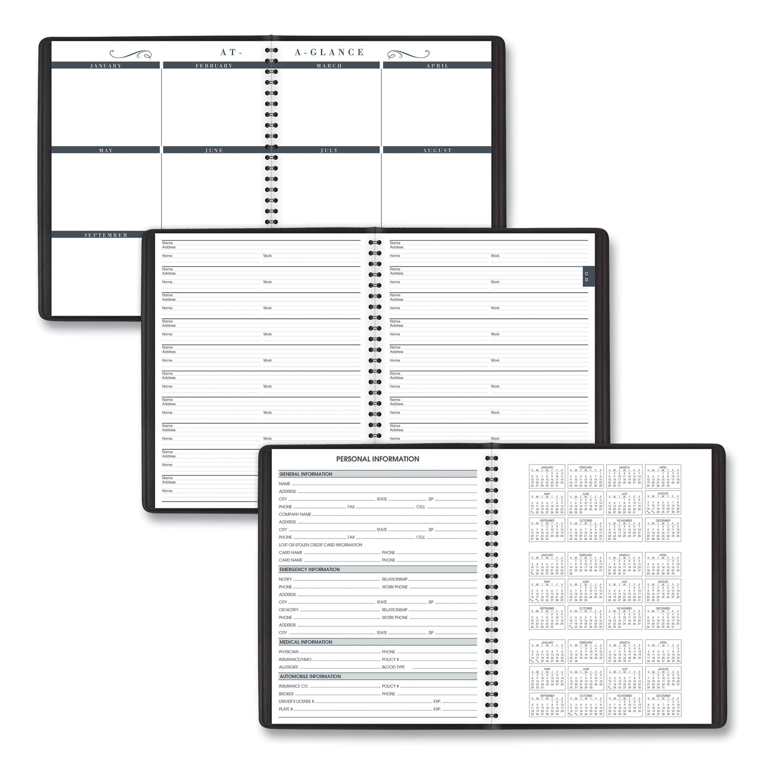 Monthly Planner in Business Week Format, 10 x 8, Black Cover, 12-Month (Jan to Dec): 2024 - 