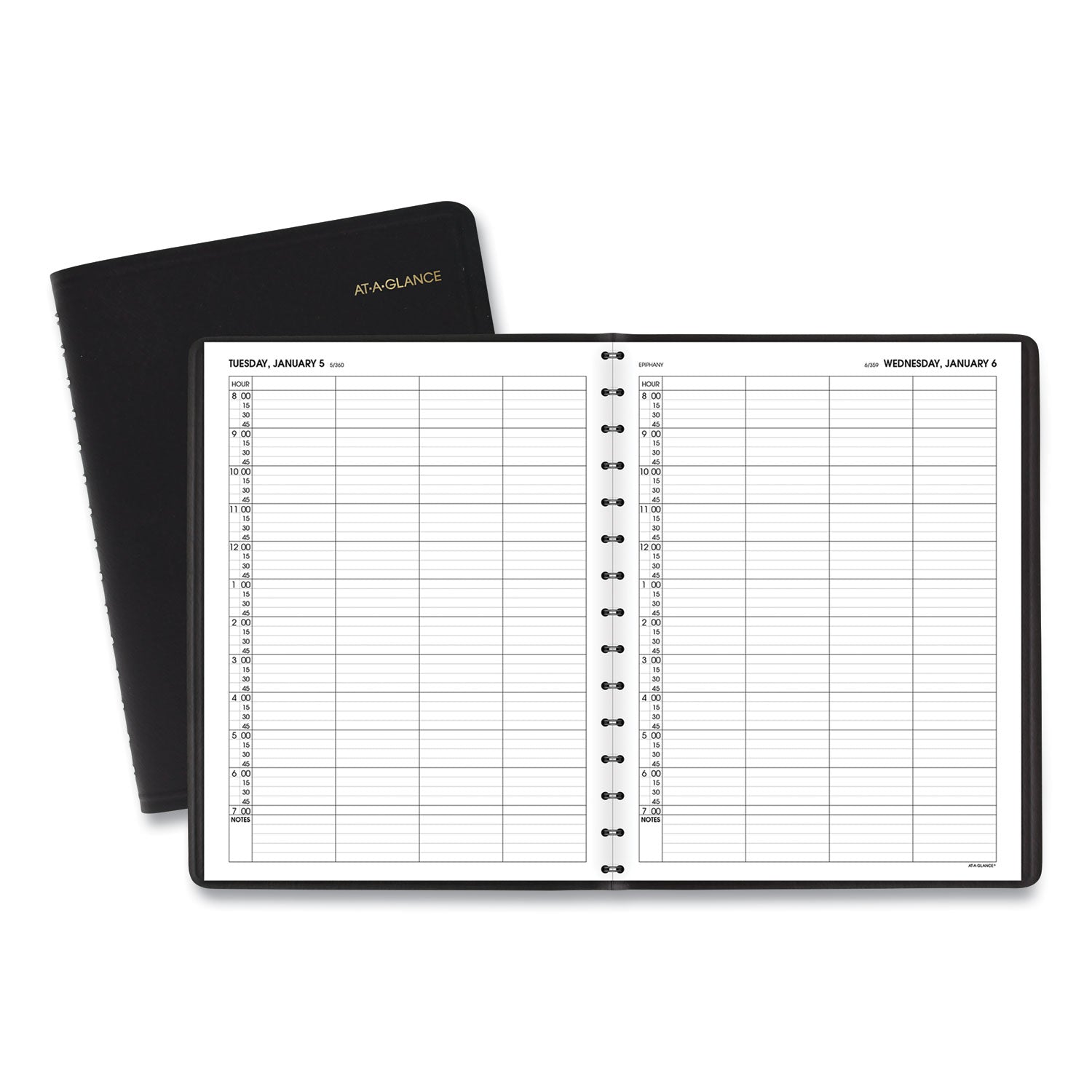 Four-Person Group Daily Appointment Book, 11 x 8, Black Cover, 12-Month (Jan to Dec): 2024 - 