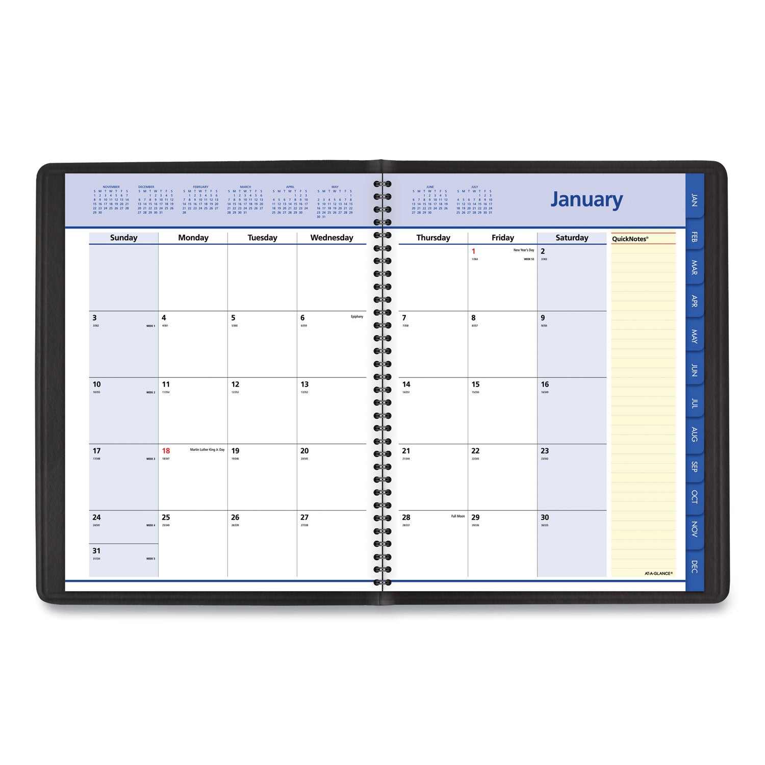QuickNotes Monthly Planner, 11 x 8.25, Black Cover, 12-Month (Jan to Dec): 2024 - 