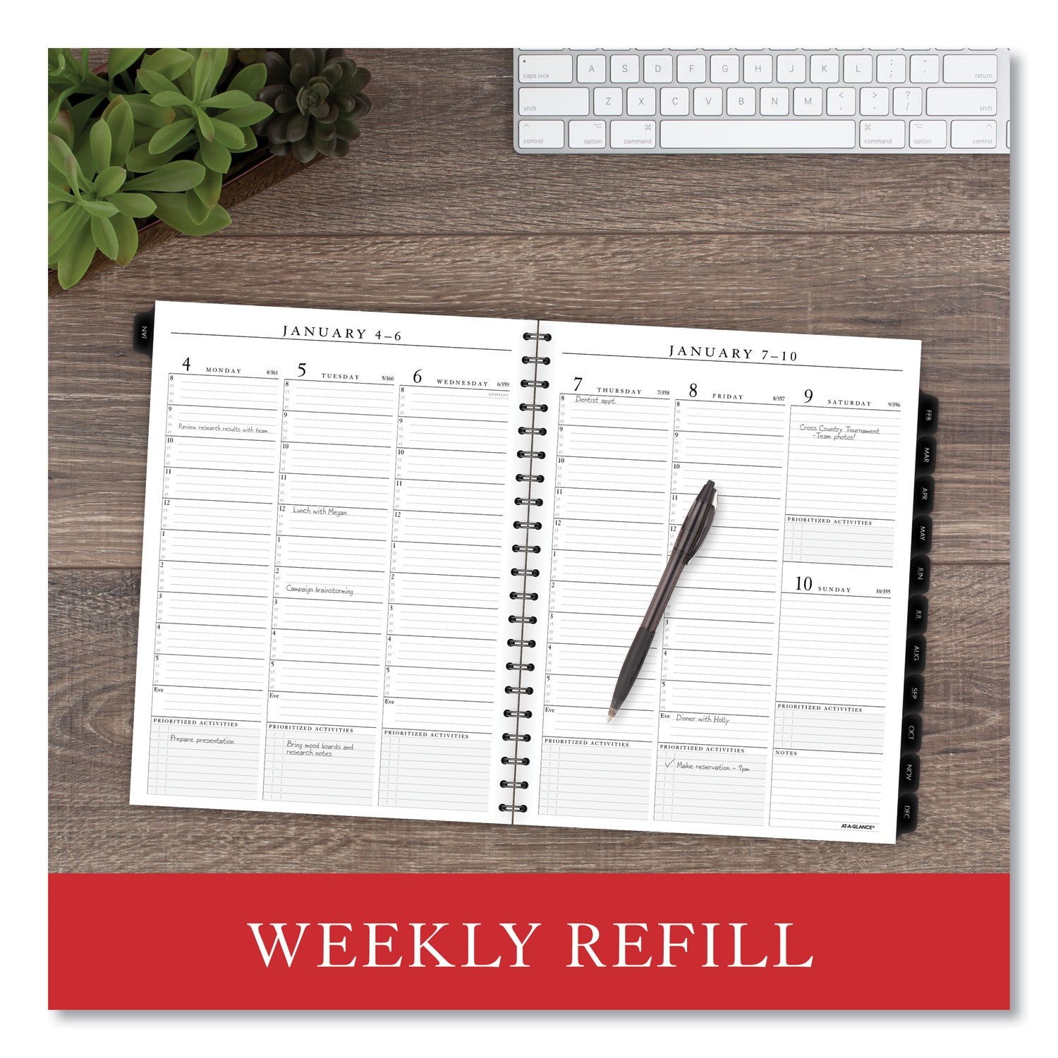 Executive Weekly/Monthly Planner Refill with 15-Minute Appointments, 11 x 8.25, White Sheets, 12-Month (Jan to Dec): 2024 - 