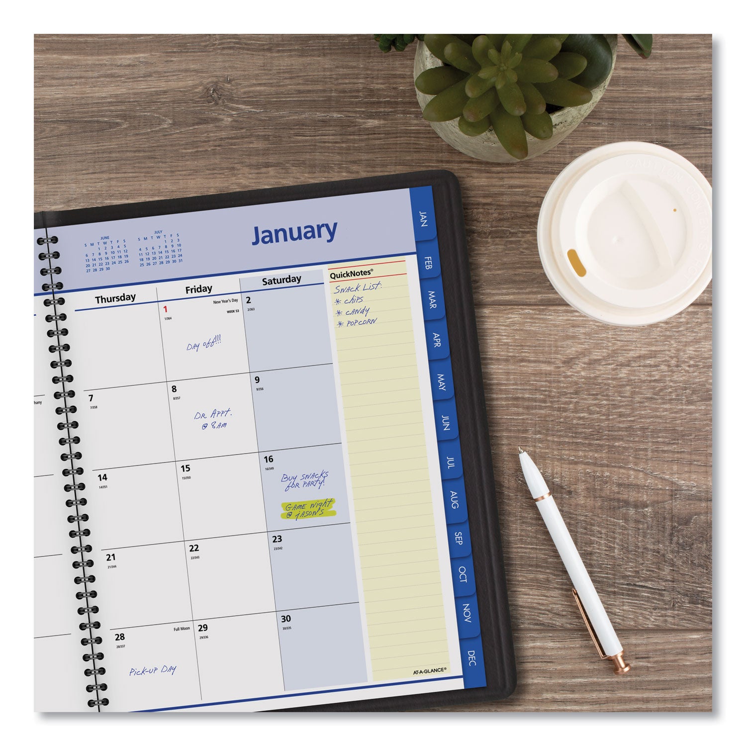 QuickNotes Monthly Planner, 11 x 8.25, Black Cover, 12-Month (Jan to Dec): 2024 - 