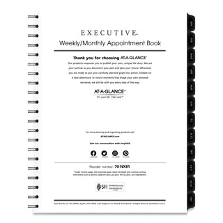 Executive Weekly/Monthly Planner Refill with 15-Minute Appointments, 11 x 8.25, White Sheets, 12-Month (Jan to Dec): 2024 - 