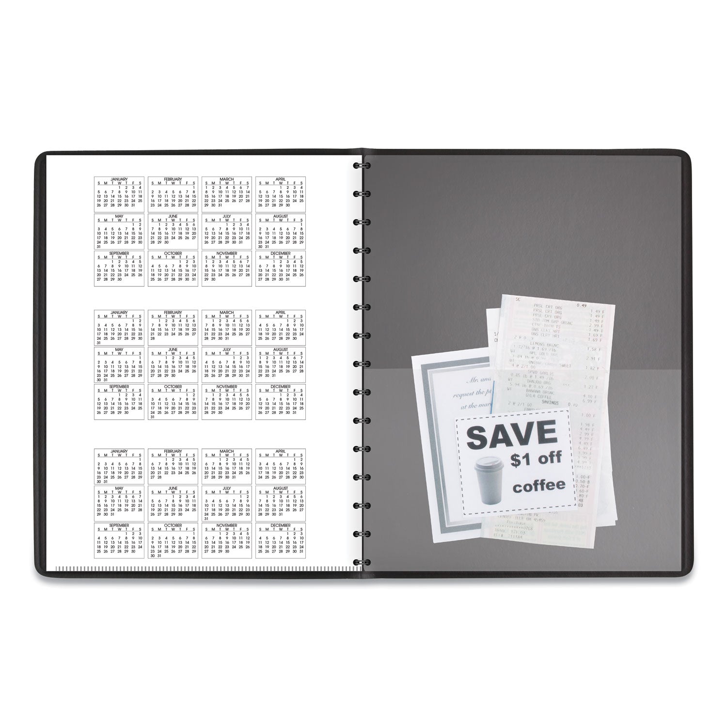 Four-Person Group Daily Appointment Book, 11 x 8, Black Cover, 12-Month (Jan to Dec): 2024 - 