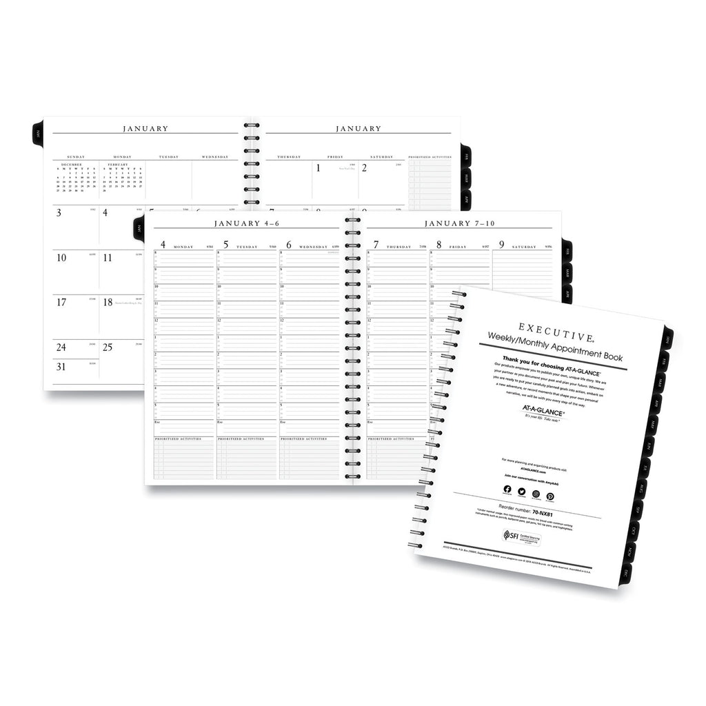 Executive Weekly/Monthly Planner Refill with 15-Minute Appointments, 11 x 8.25, White Sheets, 12-Month (Jan to Dec): 2024 - 