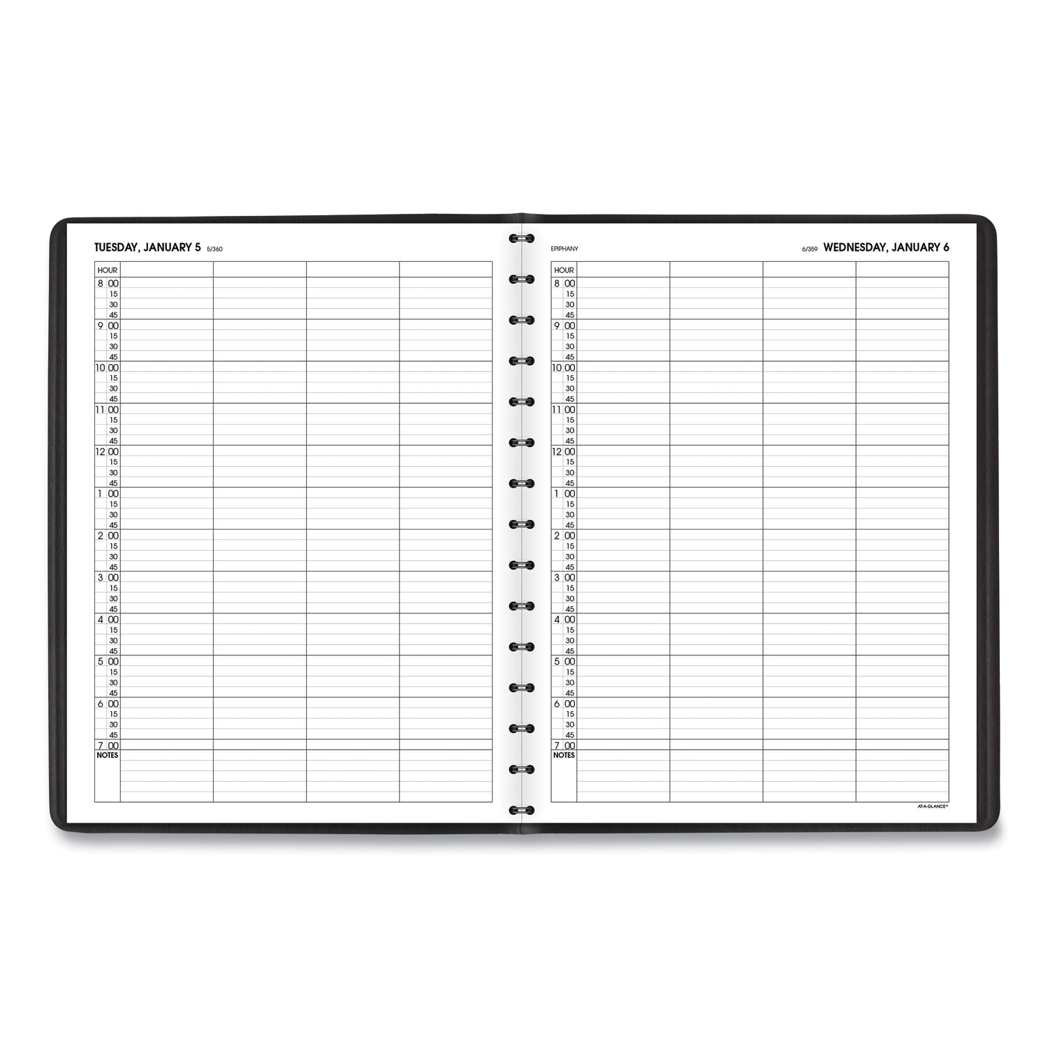 Four-Person Group Daily Appointment Book, 11 x 8, Black Cover, 12-Month (Jan to Dec): 2024 - 