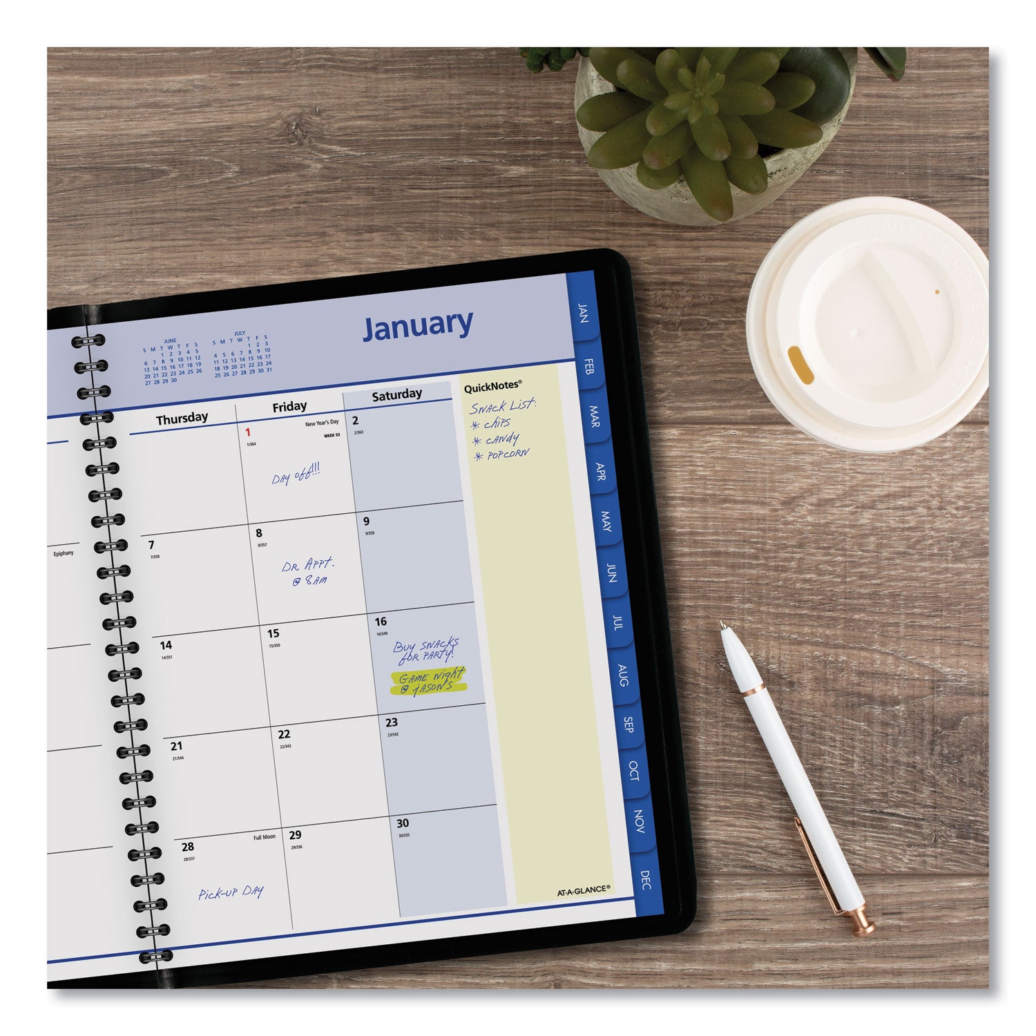 QuickNotes Monthly Planner, 8.75 x 7, Black Cover, 12-Month (Jan to Dec): 2024 - 