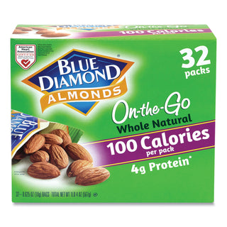 Whole Natural Almonds On-the-Go, 0.63 oz Pouch, 32 Pouches/Carton, Ships in 1-3 Business Days