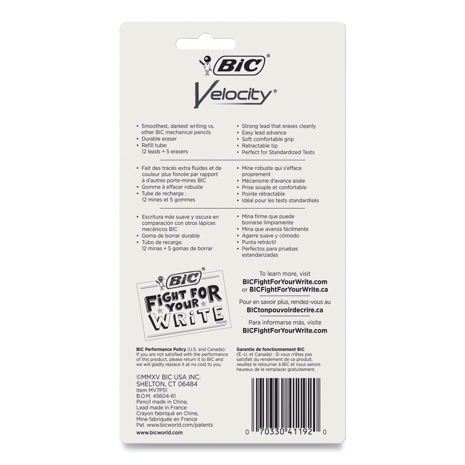 Velocity Original Mechanical Pencil, 0.7 mm, HB (#2), Black Lead, Assorted Barrel Colors, 5/Pack
