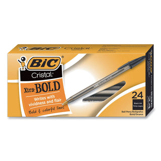 Cristal Xtra Bold Ballpoint Pen, Stick, Bold 1.6 mm, Black Ink, Clear Barrel, 24/Pack