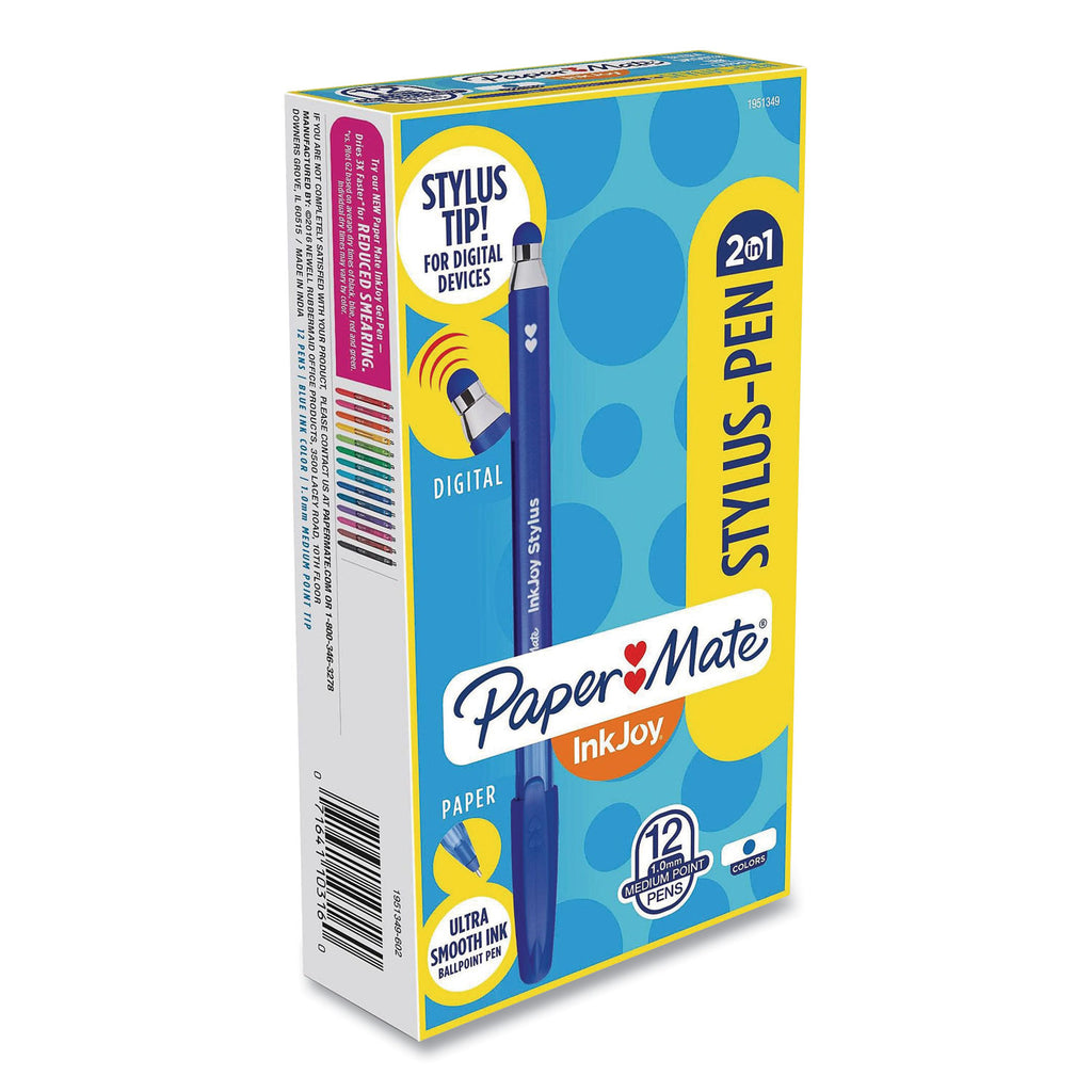inkjoy-100-ballpoint-pen-stylus-stick-medium-1-mm-blue-ink-blue-barrel-12-pack_pap1924320dz - 5