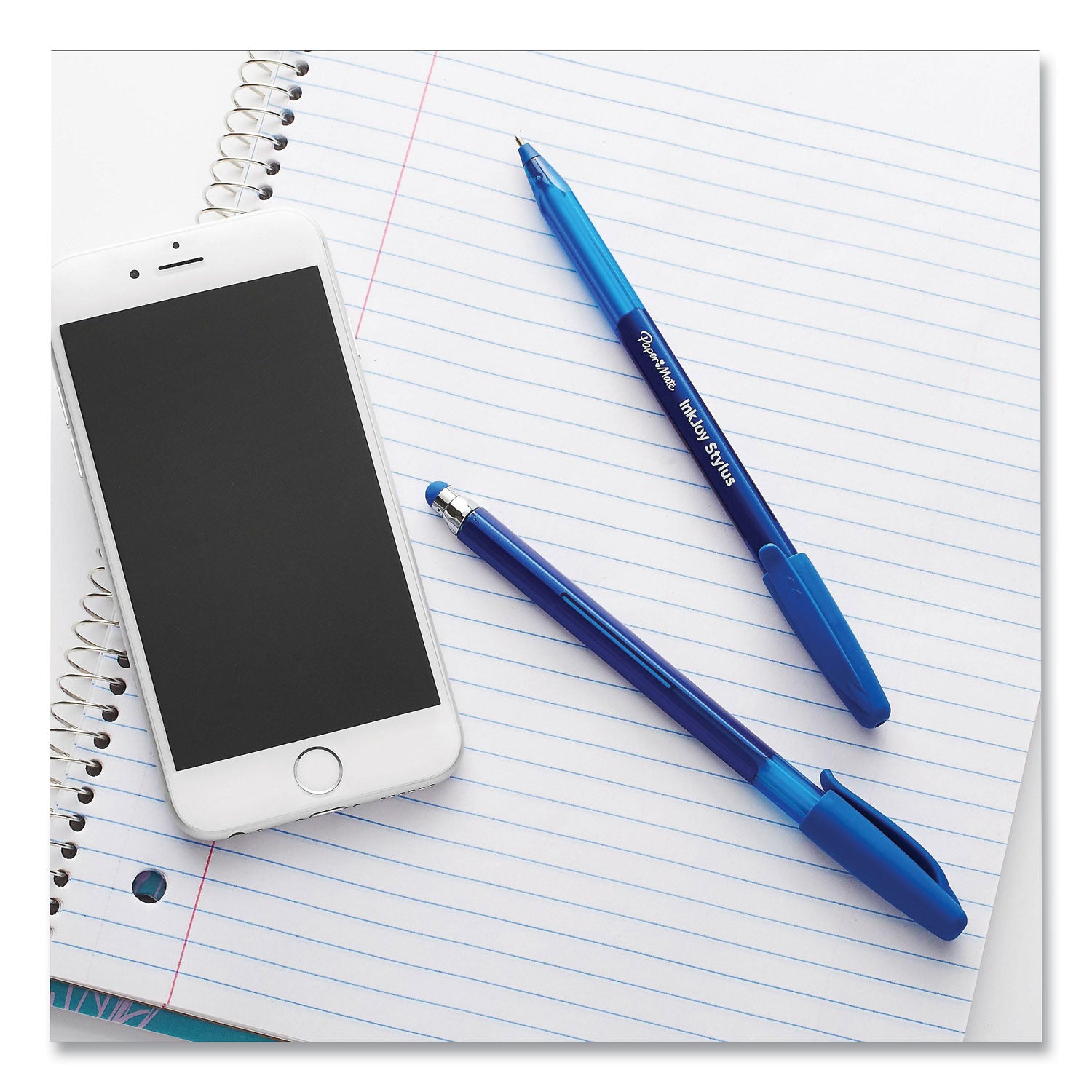 inkjoy-100-ballpoint-pen-stylus-stick-medium-1-mm-blue-ink-blue-barrel-12-pack_pap1924320dz - 6