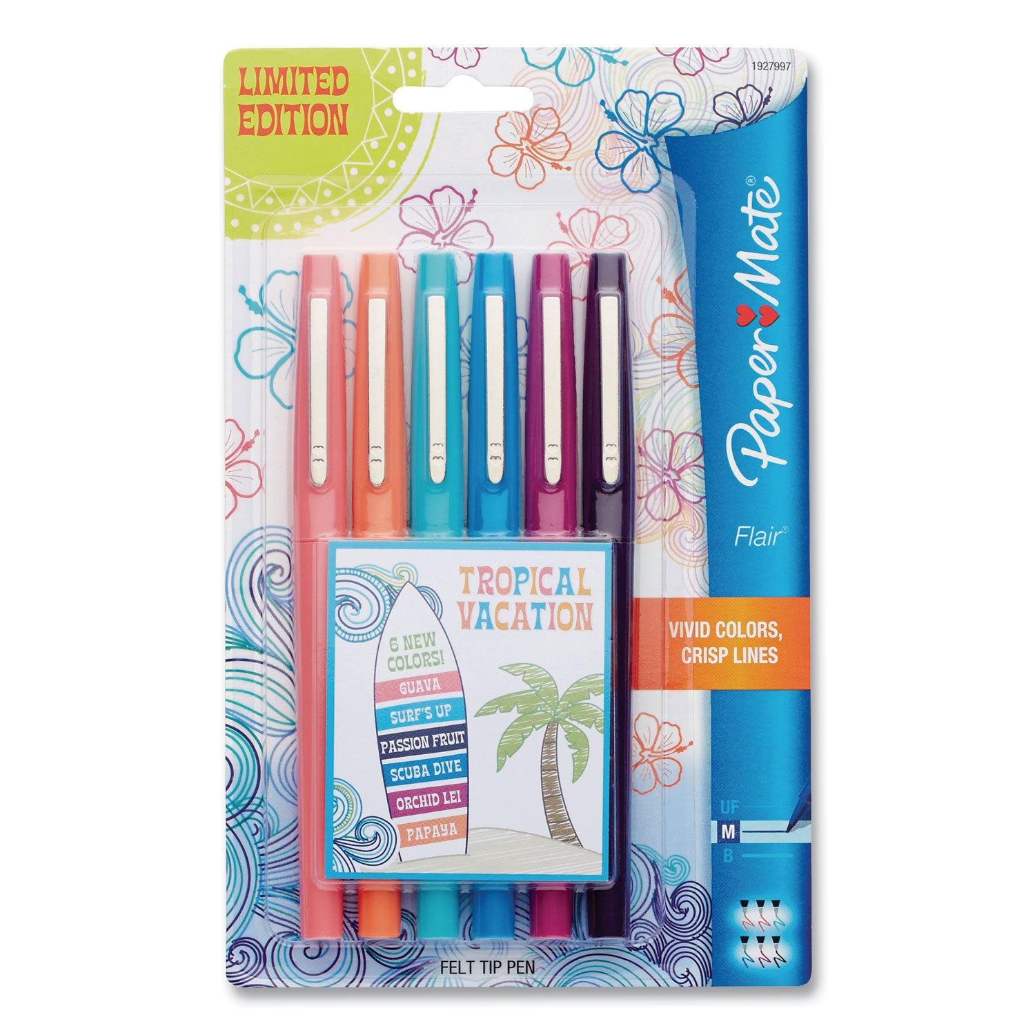 flair-felt-tip-porous-point-pen-stick-medium-07-mm-assorted-ink-and-barrel-colors-6-pack_pap1927997 - 5