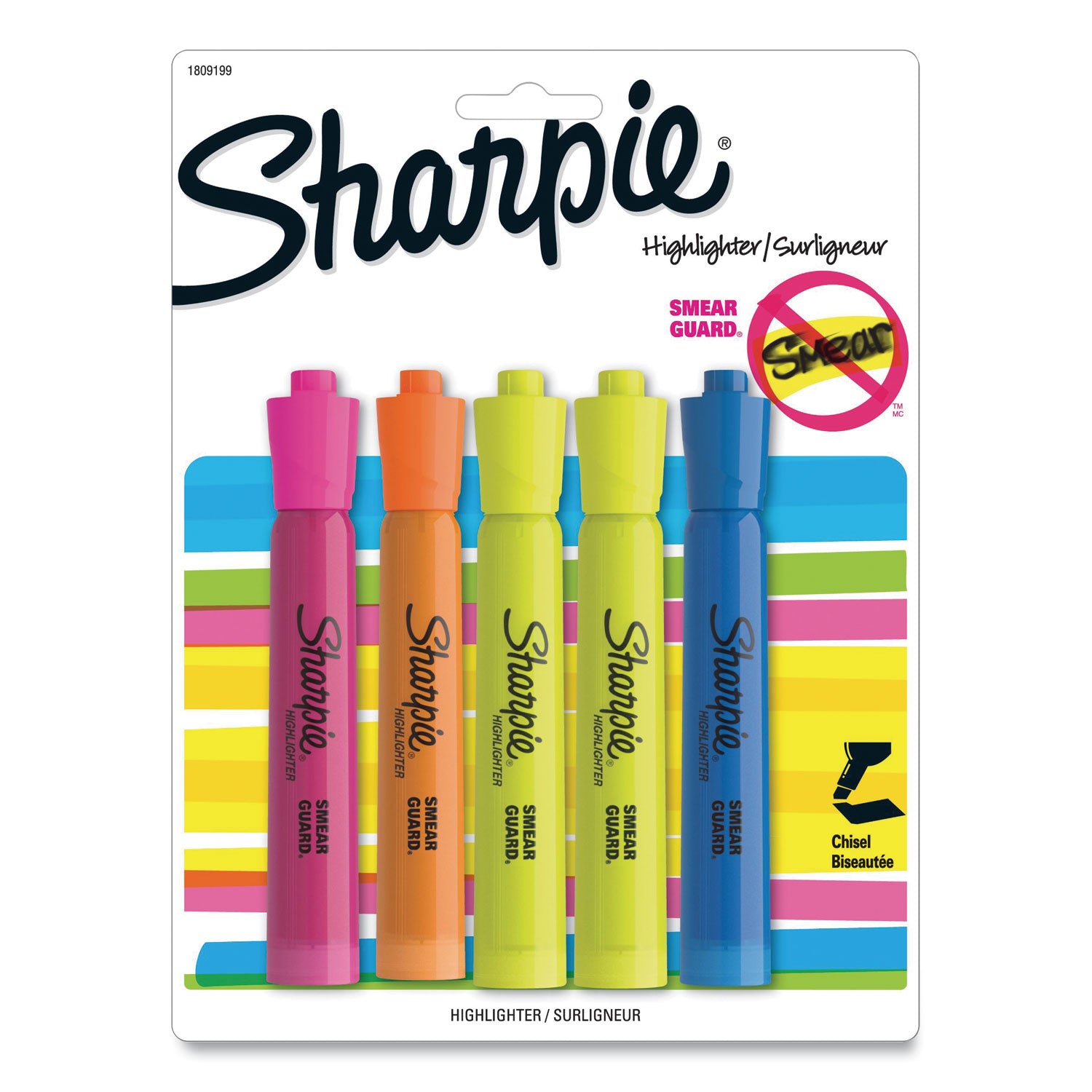 Tank Style Highlighters, Assorted Ink Colors, Chisel Tip, Assorted Barrel Colors, 5/Pack