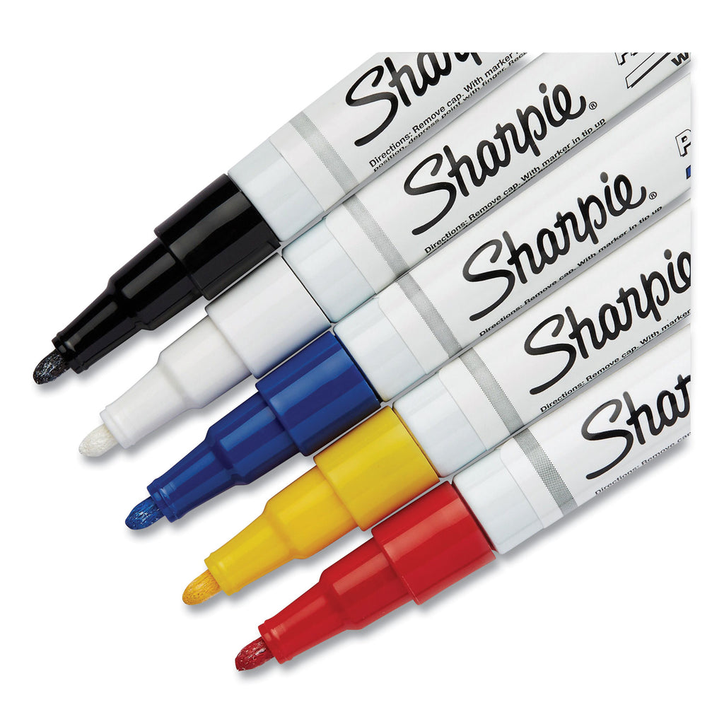 Sharpie Oil-Based Paint Marker - Fine Point - Fine Marker Point - Assorted Oil Based Ink - 5 / Pack
