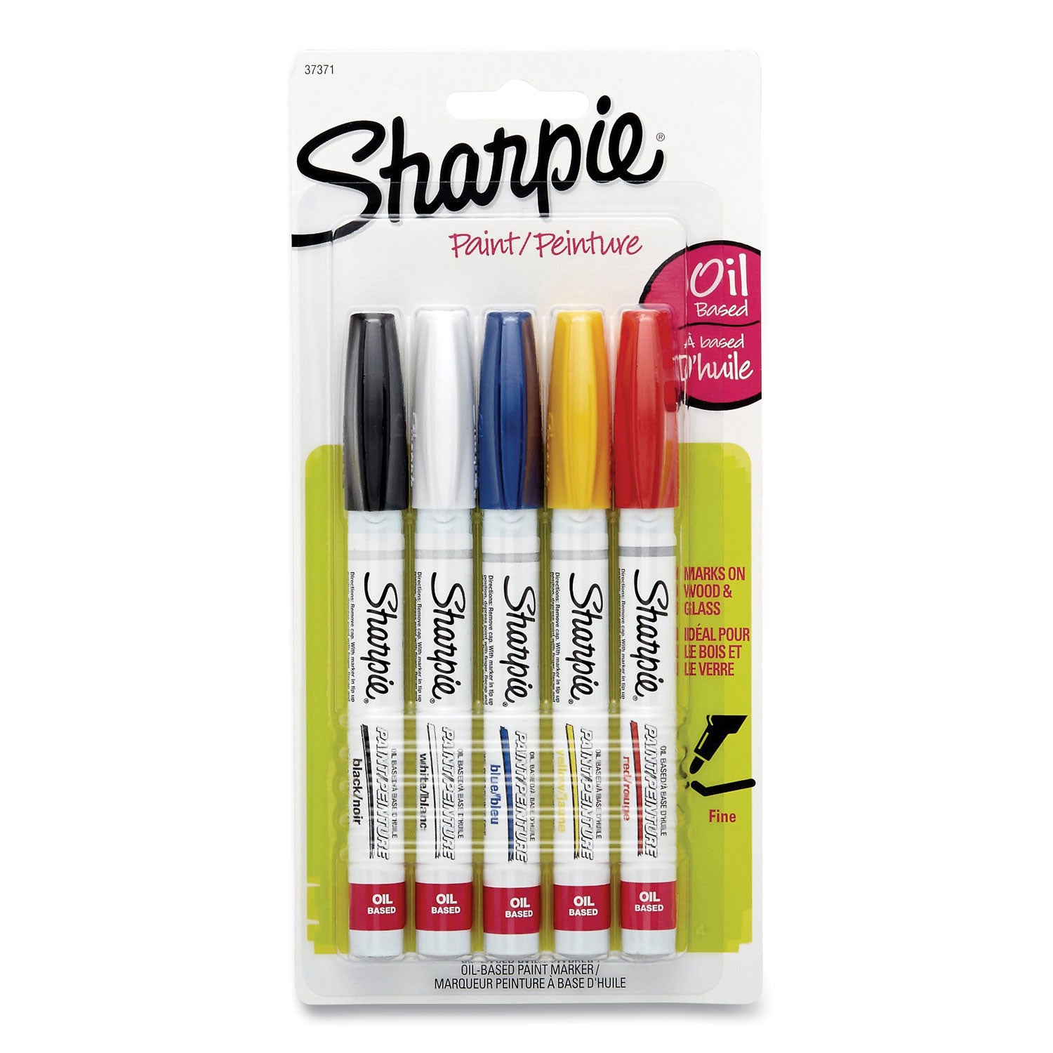Sharpie Oil-Based Paint Marker - Fine Point - Fine Marker Point - Assorted Oil Based Ink - 5 / Pack