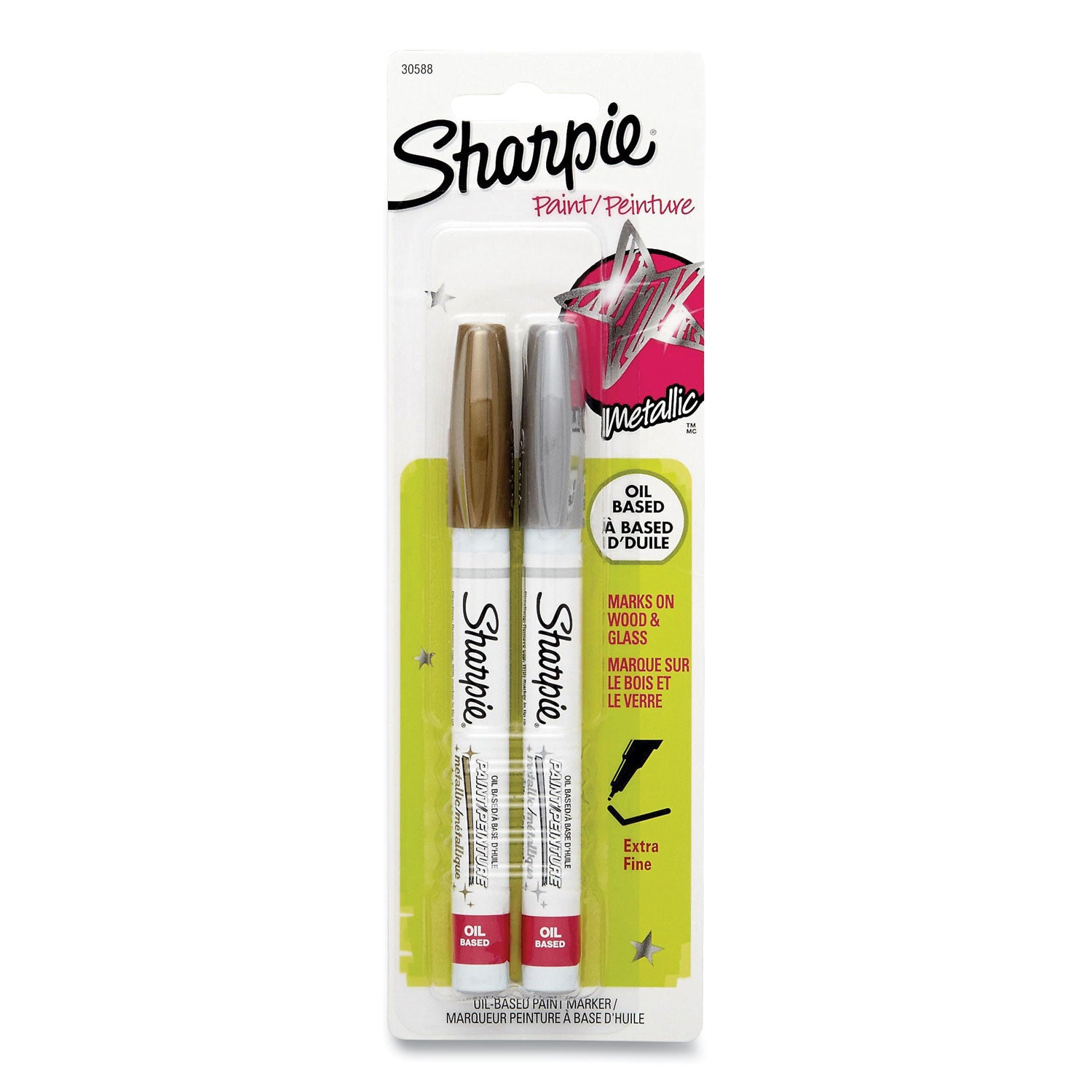 Sharpie Oil-Based Paint Marker - Extra Fine Point - Extra Fine Marker Point - Gold, Silver Oil Based Ink - 2 / Pack