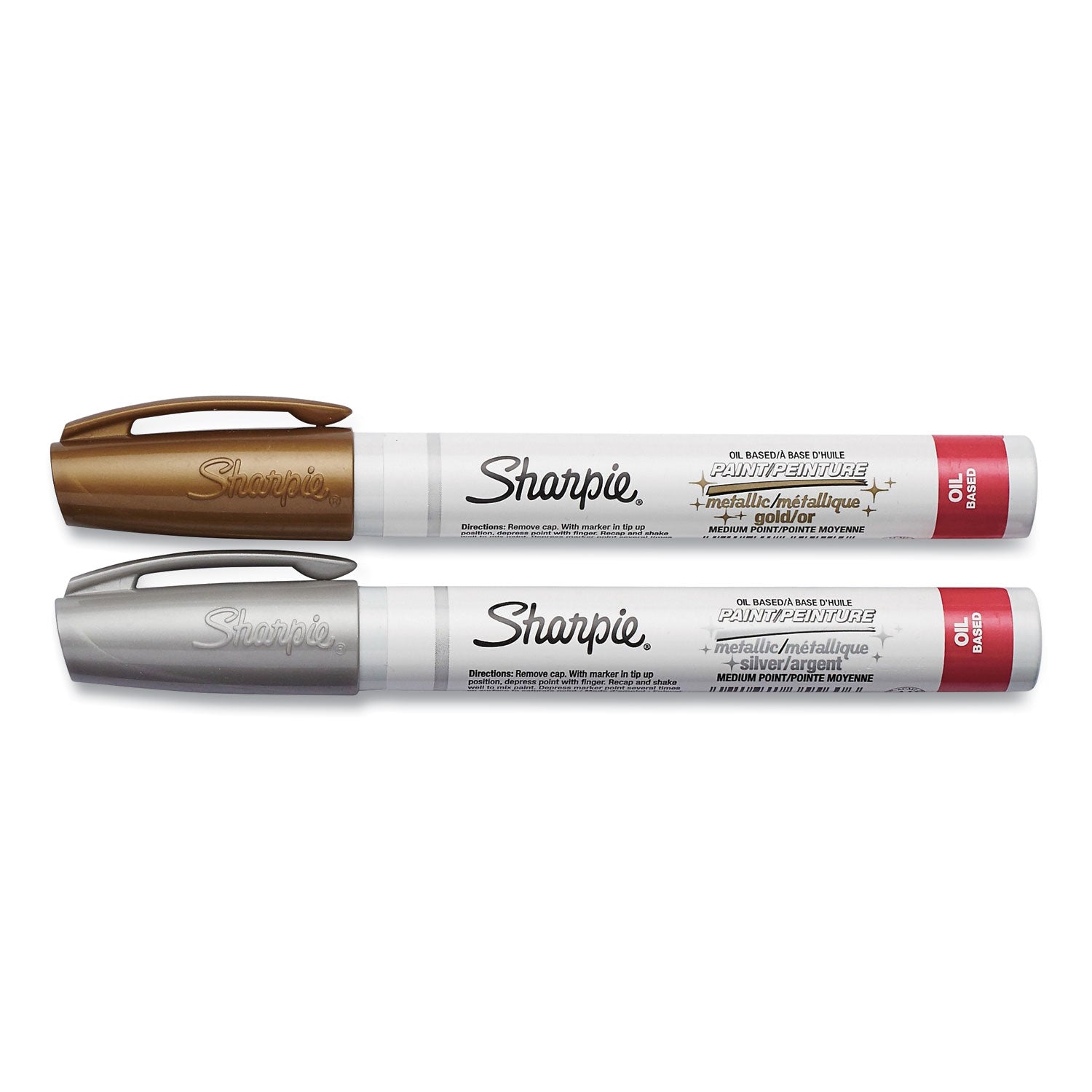 Permanent Paint Marker, Medium Bullet Tip, Assorted Metallic Colors, 2/Pack