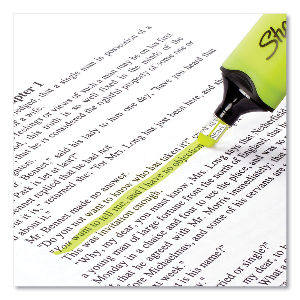 Clearview Tank-Style Highlighter, Yellow Ink, Chisel Tip, Yellow/Black/Clear Barrel, 3/Pack