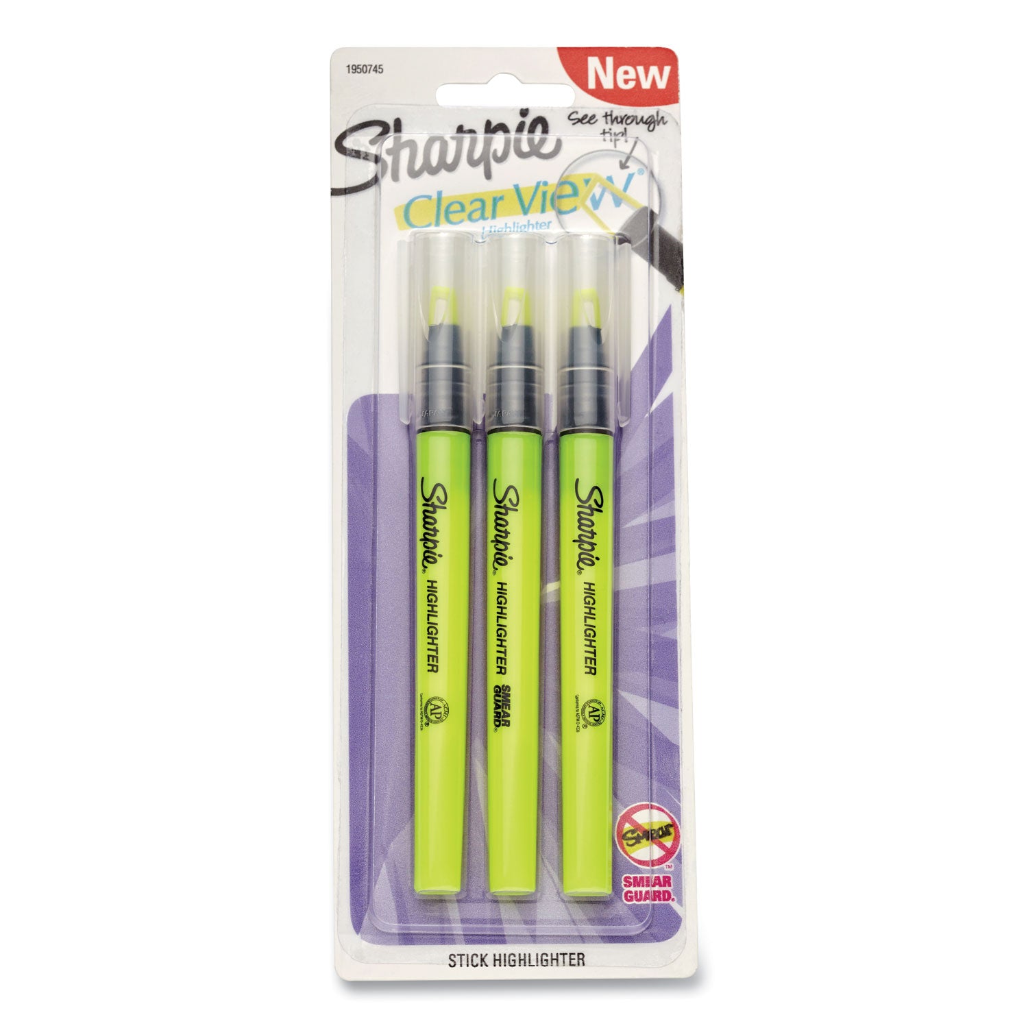 clearview-pen-style-highlighter-fluorescent-yellow-ink-chisel-tip-yellow-black-clear-barrel-3-pack_san1950745 - 2