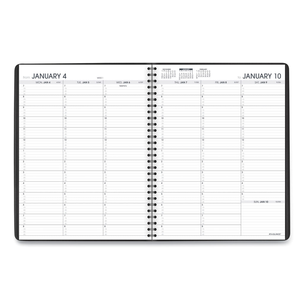 Weekly Appointment Book, 11 x 8.25, Black Cover, 13-Month (Jan to Jan): 2024 to 2025