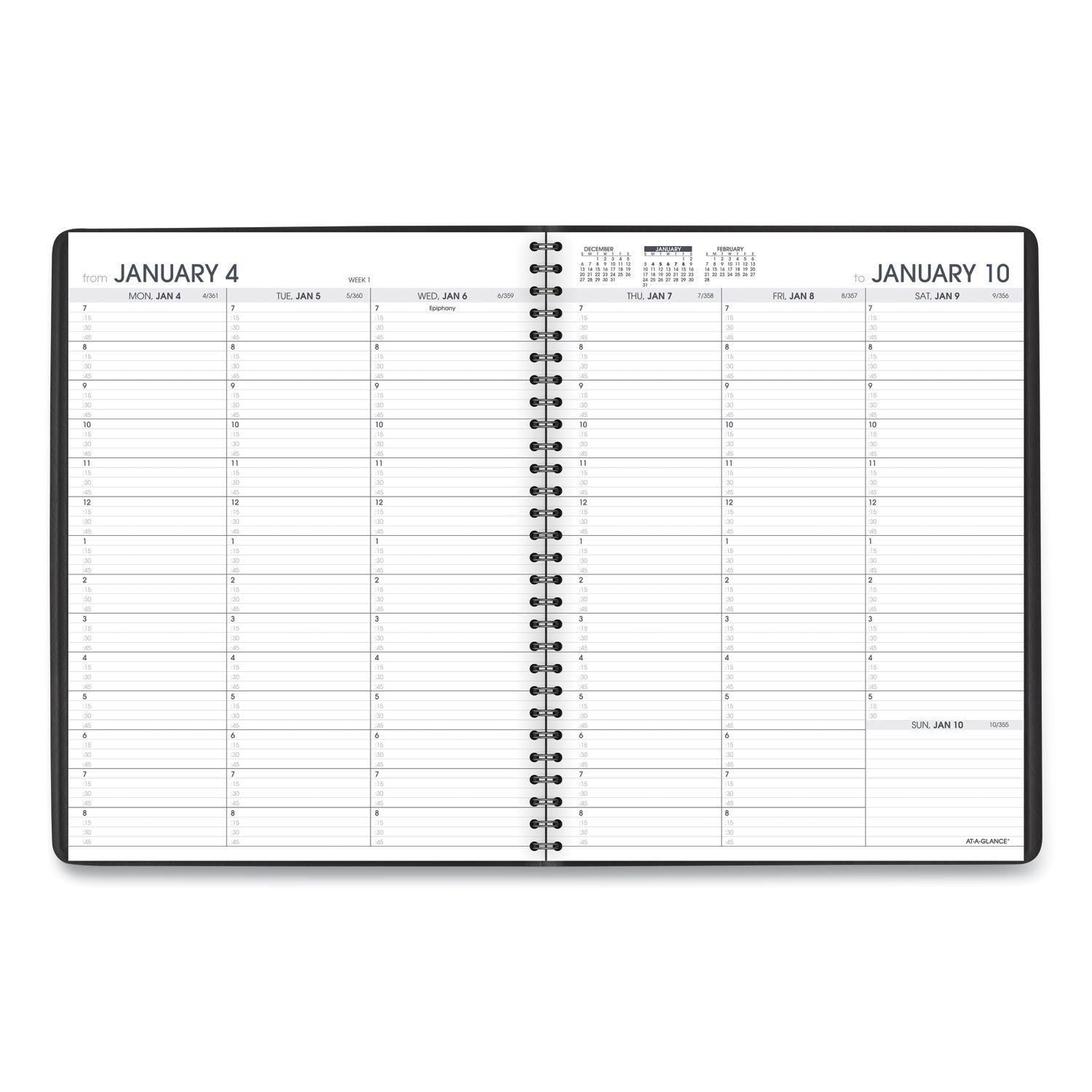 Weekly Appointment Book, 11 x 8.25, Black Cover, 13-Month (Jan to Jan): 2024 to 2025 - 