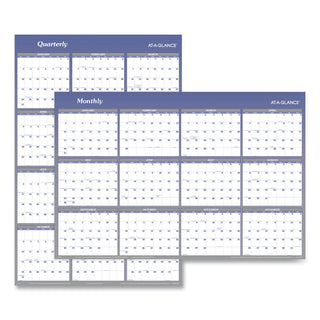 At-A-Glance Vertical Horizontal Reversible Erasable Wall Calendar - Extra Large Size - Yearly - 12 Month - January 2024 - December 2024 - 48" x 32" White Sheet - Blue - Laminate - Erasable, Reversible, Write on/Wipe off, Unruled Daily Block - 1 Pack