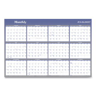 Vertical/Horizontal Erasable Quarterly/Monthly Wall Planner, 24 x 36, White/Blue Sheets, 12-Month (Jan to Dec): 2024