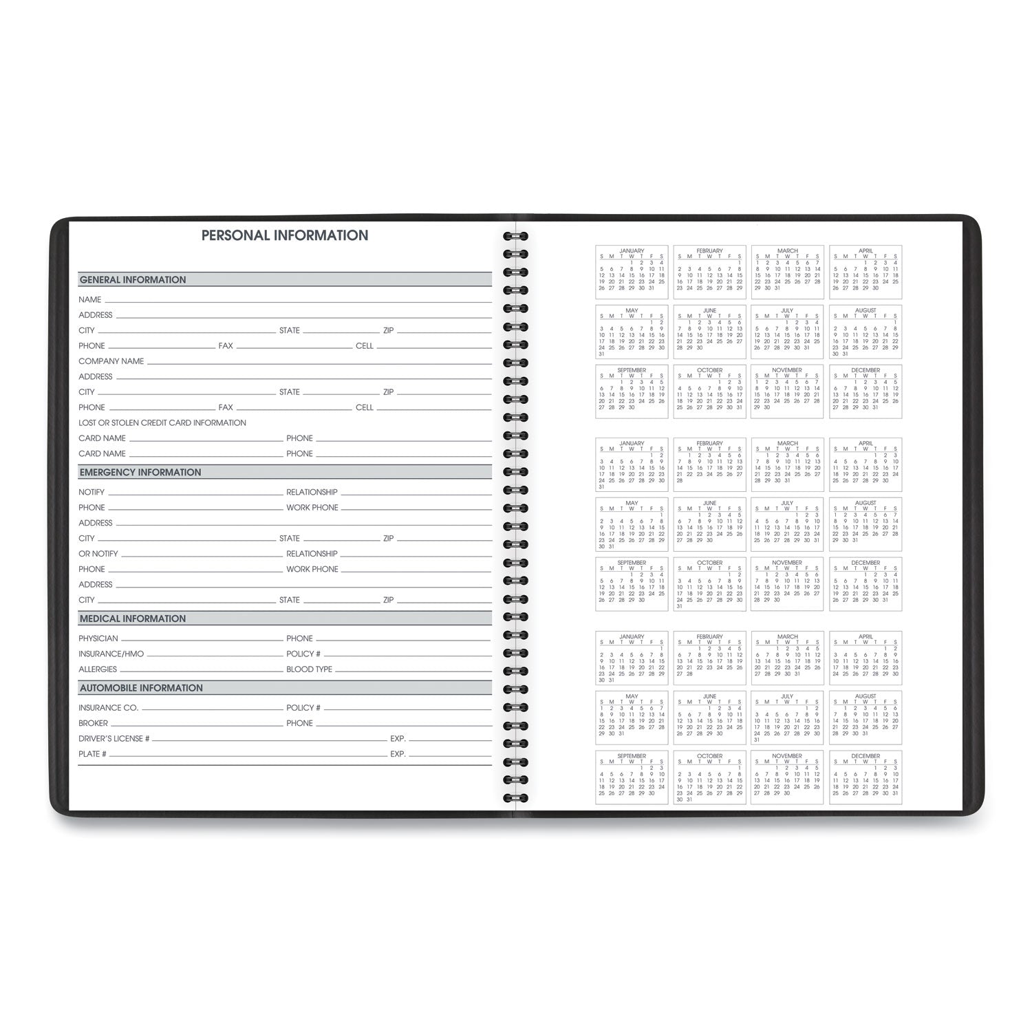 Weekly Appointment Book, 11 x 8.25, Black Cover, 14-Month (July to Aug): 2023 to 2024 - 