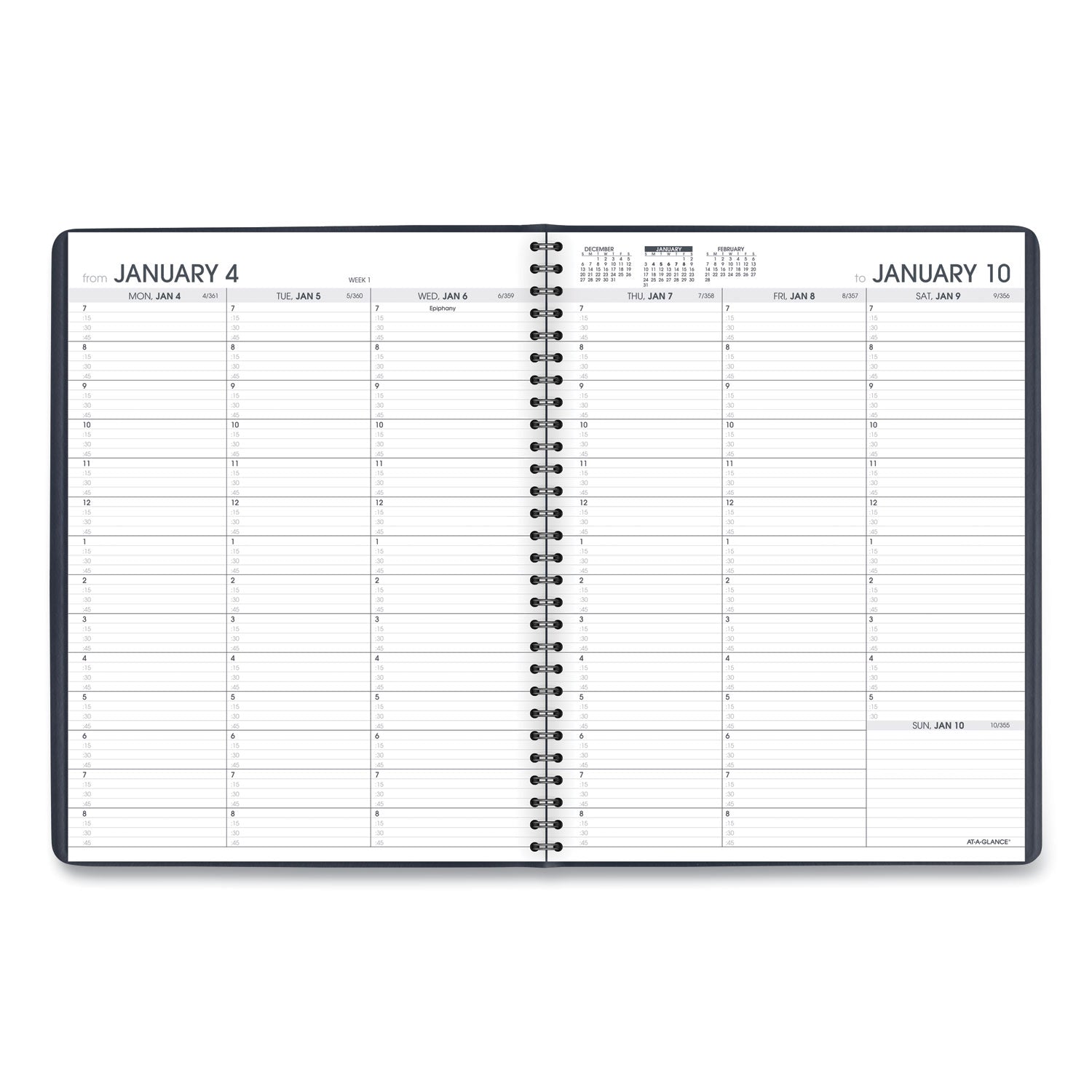 Weekly Appointment Book, 11 x 8.25, Navy Cover, 13-Month (Jan to Jan): 2024 to 2025 - 