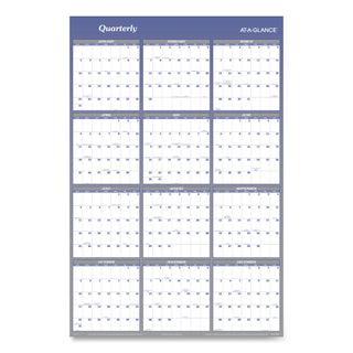 At-A-Glance Vertical Horizontal Reversible Erasable Wall Calendar - Extra Large Size - Yearly - 12 Month - January 2024 - December 2024 - 48" x 32" White Sheet - Blue - Laminate - Erasable, Reversible, Write on/Wipe off, Unruled Daily Block - 1 Pack