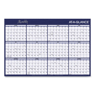 Reversible Horizontal Erasable Wall Planner, 48 x 32, Assorted Sheet Colors, 12-Month (Jan to Dec): 2024