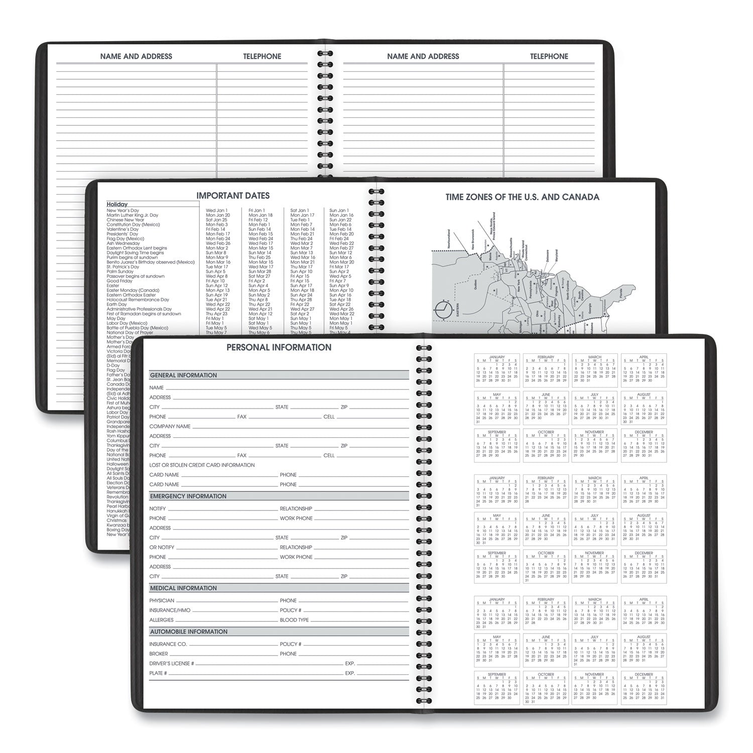 Weekly Appointment Book, 11 x 8.25, Black Cover, 14-Month (July to Aug): 2023 to 2024 - 