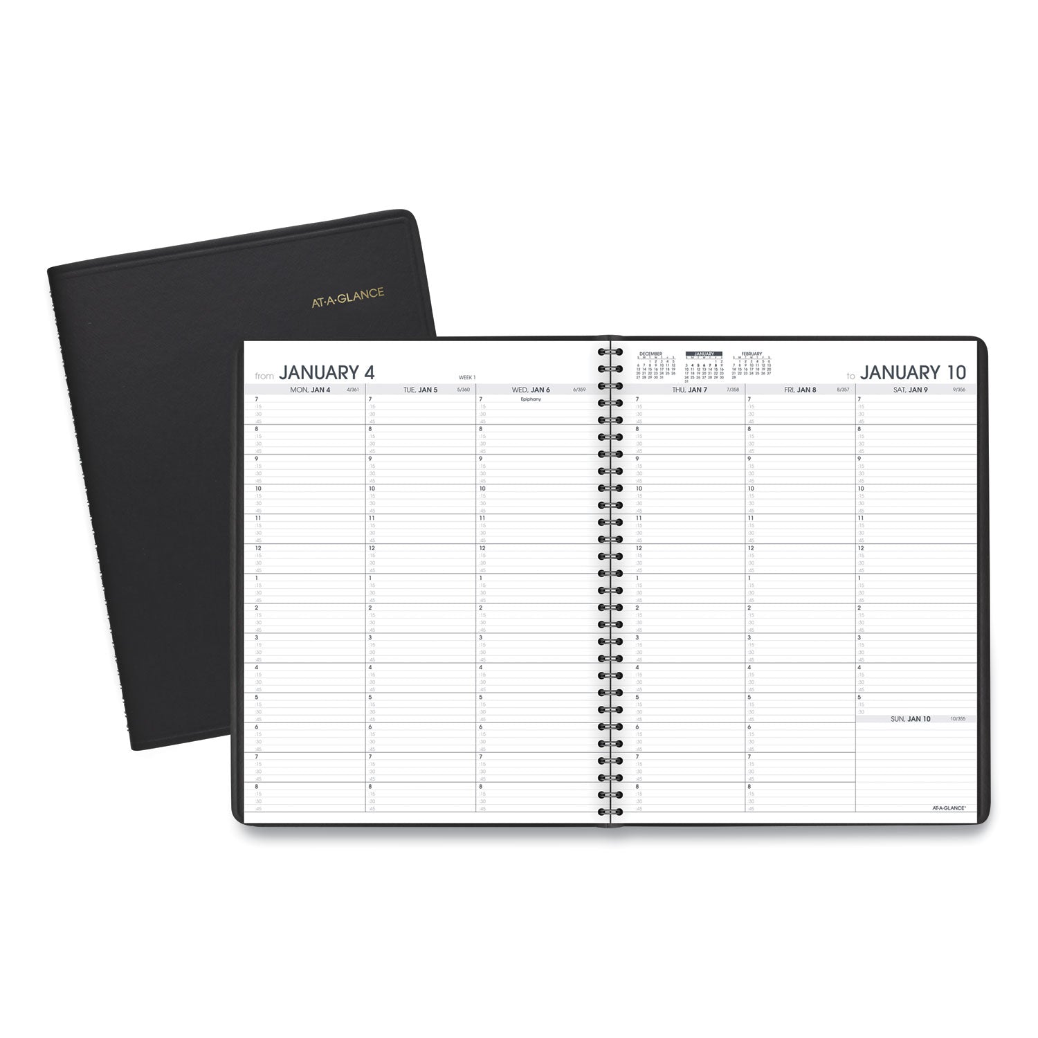 Weekly Appointment Book, 11 x 8.25, Black Cover, 13-Month (Jan to Jan): 2024 to 2025 - 
