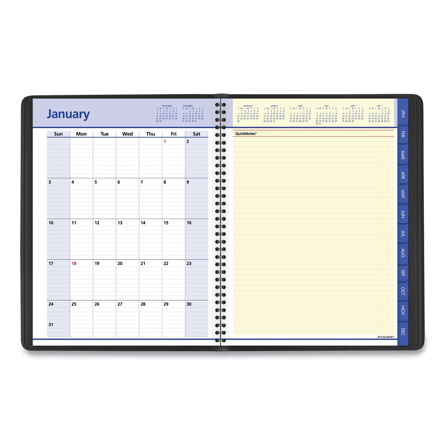 At-A-Glance QuickNotes Appointment Book Planner - Large Size - Julian Dates - Weekly, Monthly - 12 Month - January 2024 - December 2024 - 8:00 AM to 8:45 PM - Quarter-hourly, 8:00 AM to 8:45 PM - Monday - Sunday - 1 Week, 1 Month Double Page Layout - - 4