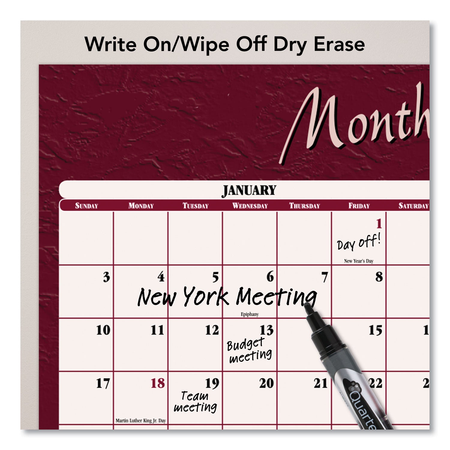 Reversible Horizontal Erasable Wall Planner, 48 x 32, Assorted Sheet Colors, 12-Month (Jan to Dec): 2024