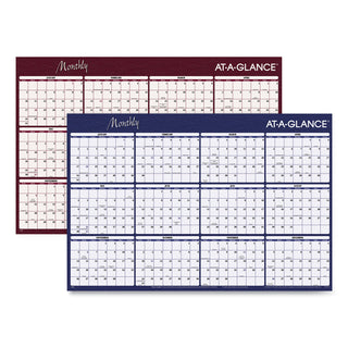 Reversible Horizontal Erasable Wall Planner, 48 x 32, Assorted Sheet Colors, 12-Month (Jan to Dec): 2024
