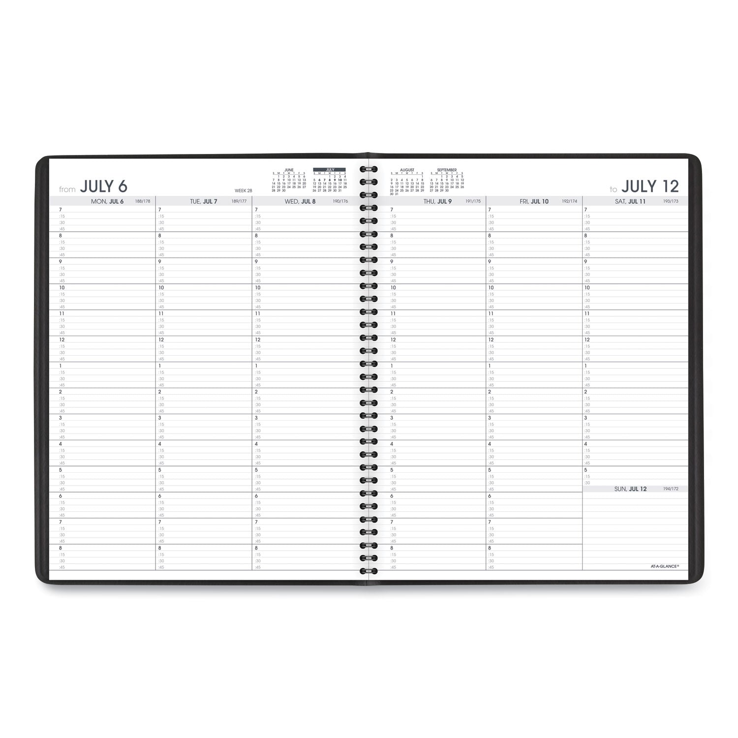 Weekly Appointment Book, 11 x 8.25, Black Cover, 14-Month (July to Aug): 2023 to 2024 - 