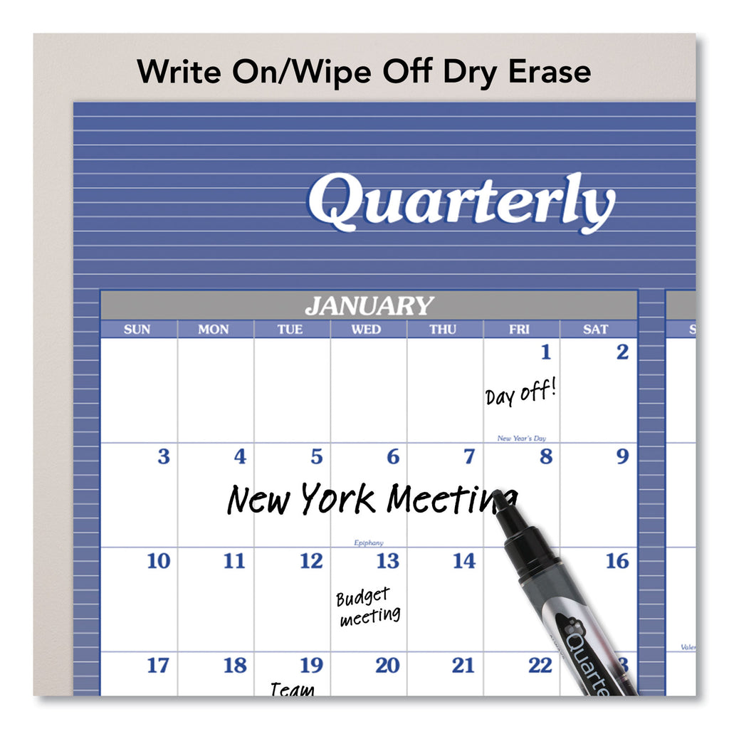 At-A-Glance Vertical Horizontal Reversible Erasable Wall Calendar - Extra Large Size - Yearly - 12 Month - January 2024 - December 2024 - 48" x 32" White Sheet - Blue - Laminate - Erasable, Reversible, Write on/Wipe off, Unruled Daily Block - 1 Pack
