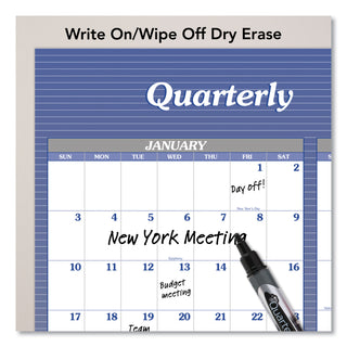 At-A-Glance Vertical Horizontal Reversible Erasable Wall Calendar - Extra Large Size - Yearly - 12 Month - January 2024 - December 2024 - 48" x 32" White Sheet - Blue - Laminate - Erasable, Reversible, Write on/Wipe off, Unruled Daily Block - 1 Pack