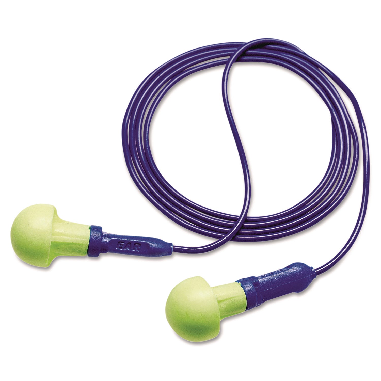 EAR Push-Ins Reusable Earplugs, Corded, 28 dB NRR, Blue/Yellow, 100 Pairs
