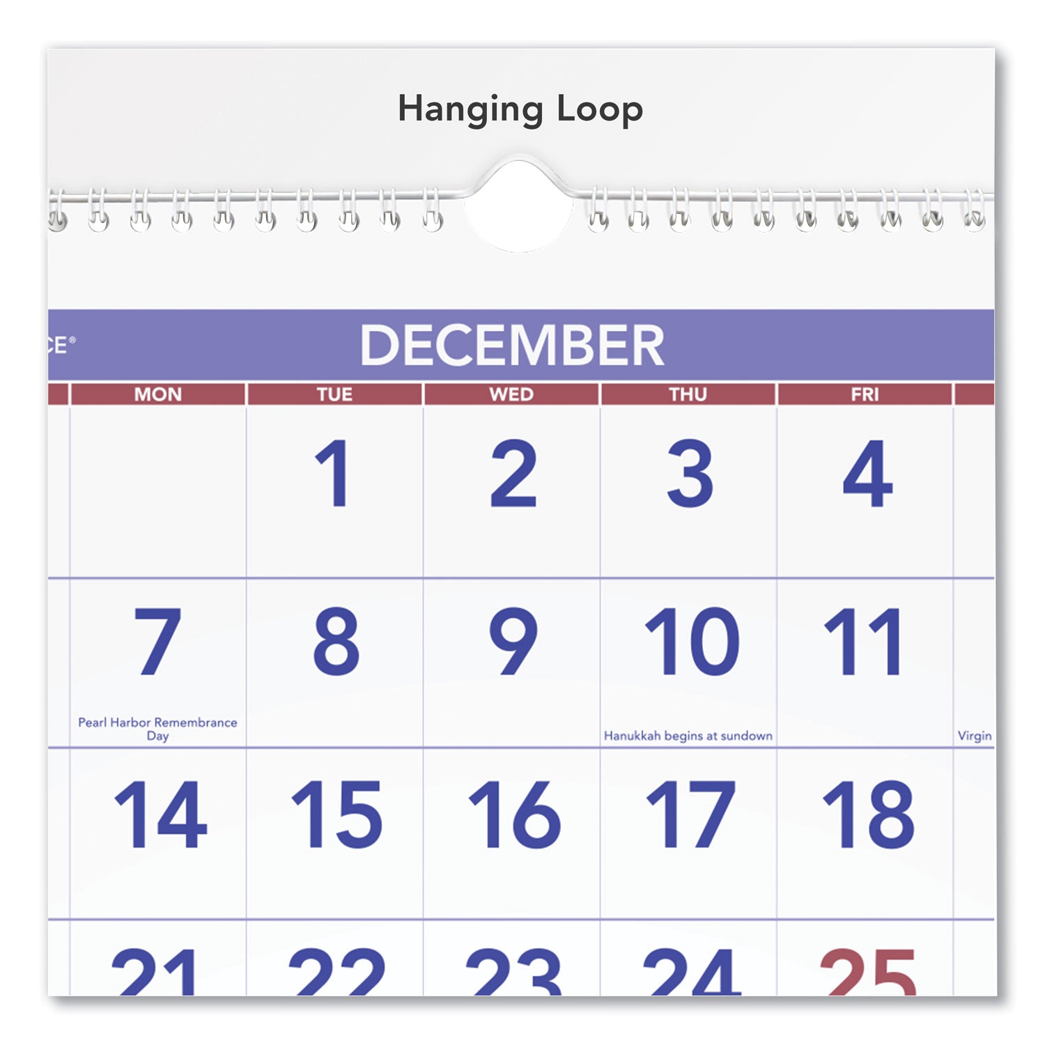 Deluxe Three-Month Reference Wall Calendar, Vertical Orientation, 12 x 27, White Sheets, 14-Month (Dec to Jan): 2023 to 2025