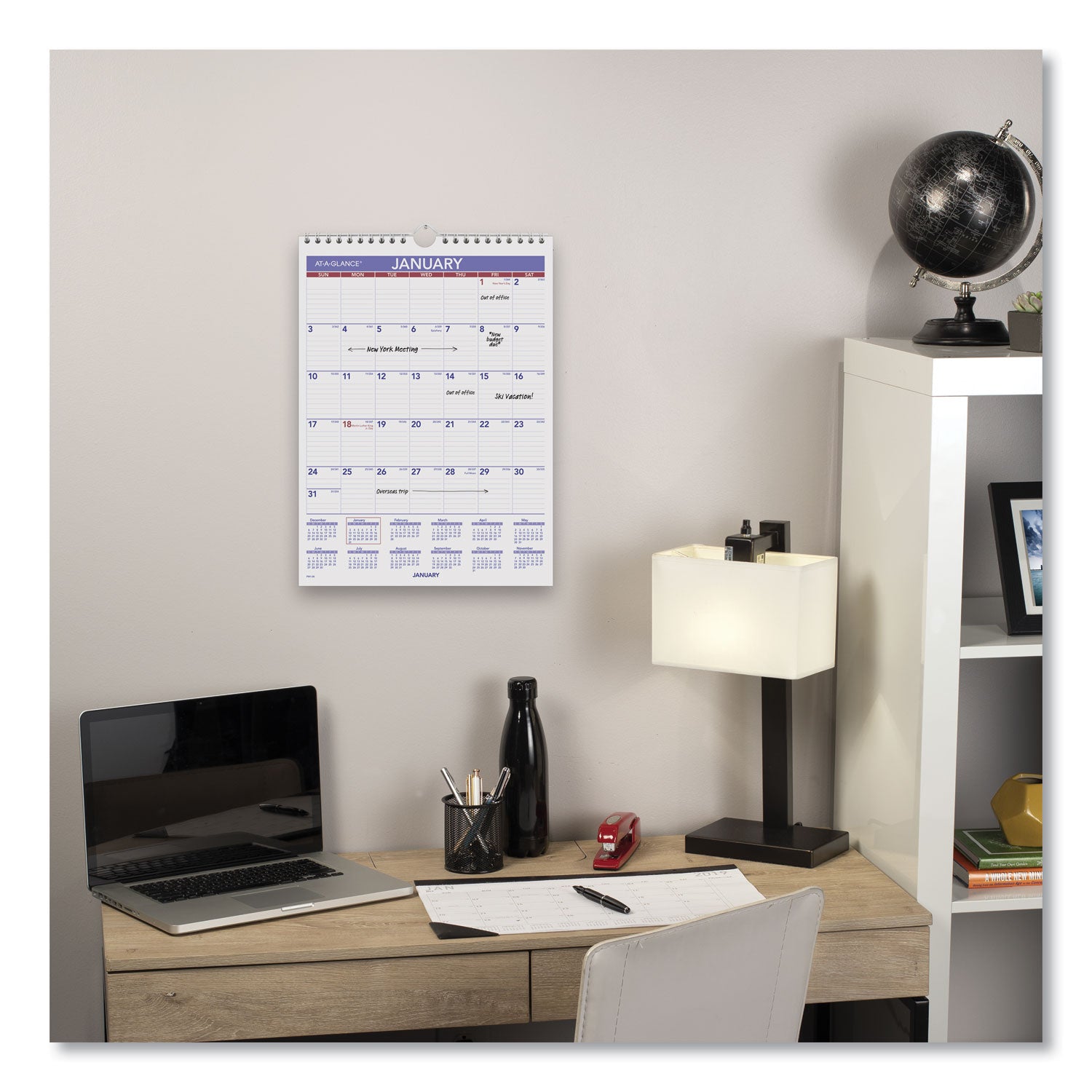 Monthly Wall Calendar with Ruled Daily Blocks, 8 x 11, White Sheets, 12-Month (Jan to Dec): 2024