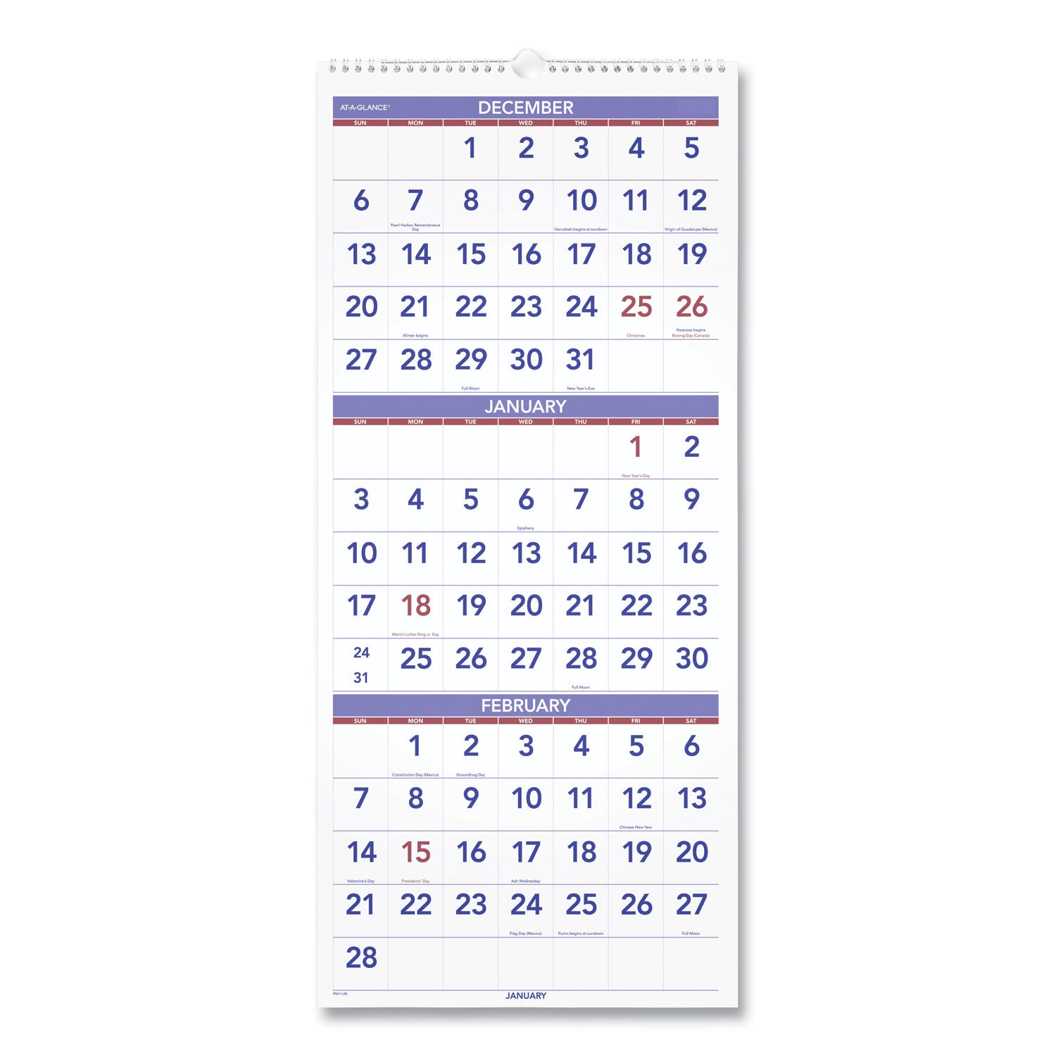 deluxe-three-month-reference-wall-calendar-vertical-orientation-12-x-27-white-sheets-14-month-dec-to-jan-2023-to-2025_aagpm1128 - 1