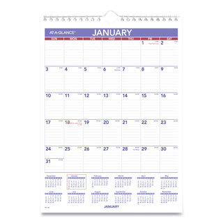 Monthly Wall Calendar with Ruled Daily Blocks, 8 x 11, White Sheets, 12-Month (Jan to Dec): 2024