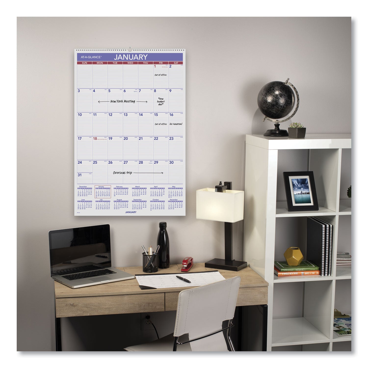 Monthly Wall Calendar with Ruled Daily Blocks, 20 x 30, White Sheets, 12-Month (Jan to Dec): 2024 - 