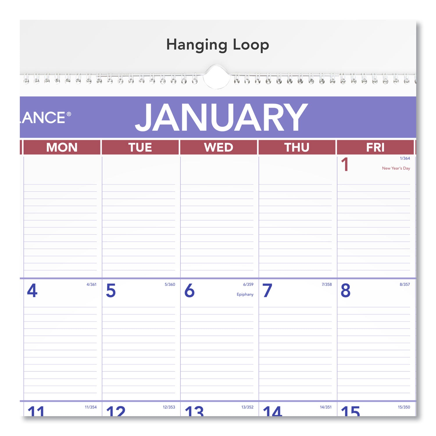 Monthly Wall Calendar with Ruled Daily Blocks, 20 x 30, White Sheets, 12-Month (Jan to Dec): 2024 - 