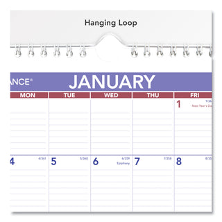 Monthly Wall Calendar with Ruled Daily Blocks, 8 x 11, White Sheets, 12-Month (Jan to Dec): 2024